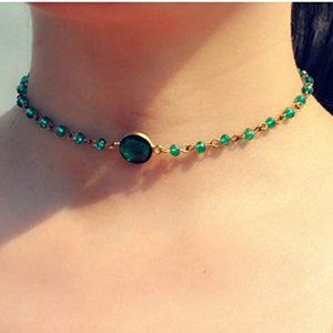 Green Stone Gold Necklace Choker Minimalist Gold Necklace for Women New